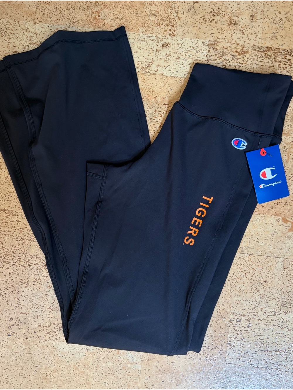 Champion Black Leggings with Orange "TIGERS" Logo